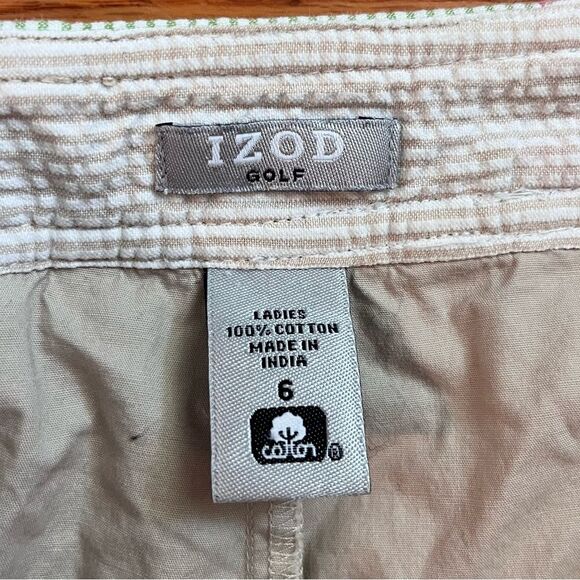 Izod Golf Plaid White Pink Green Seersucker Women's size 6 Skort Skirt - Picture 8 of 9